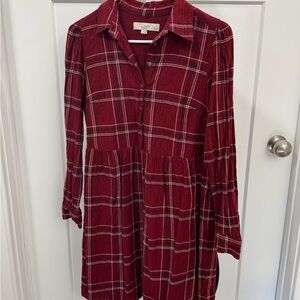 LOFT Red Plaid Dress
